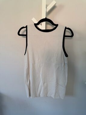 Primark Sleeveless Contrast Trim Beige Tank Top